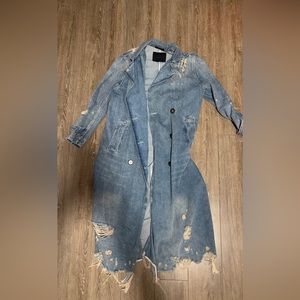 Alexander Wang Denim Distressed Trench Coat